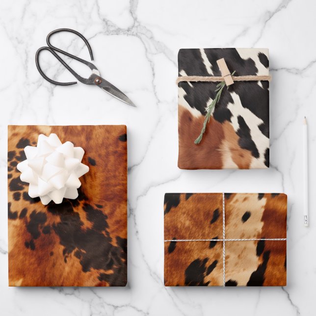 Western Brown Cowhide Wrapping Paper Sheet (Front)