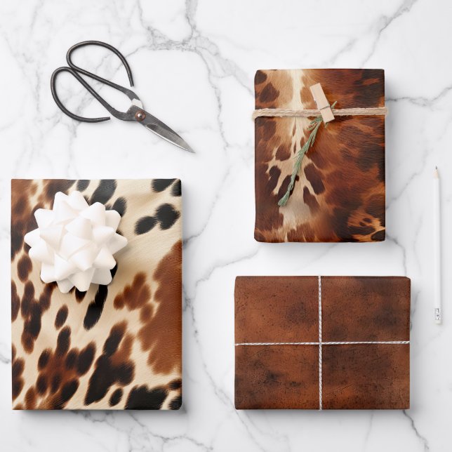 Western Brown Cowhide Wrapping Paper Sheet (Front)