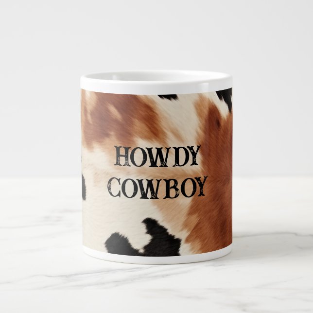 Western Brown Cream Animal Cowhide Large Coffee Mug (Front)