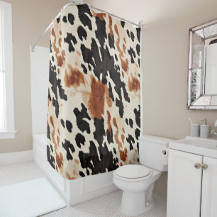 Western Brown Cream Animal Cowhide Shower Curtain