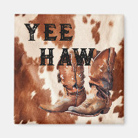 Western Brown Cream Cowboy Cowhide Boots