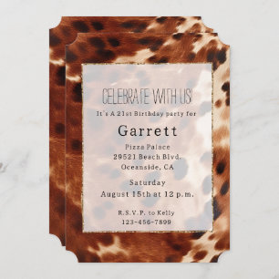 Western Brown Cream Cowboy Cowhide Invitation