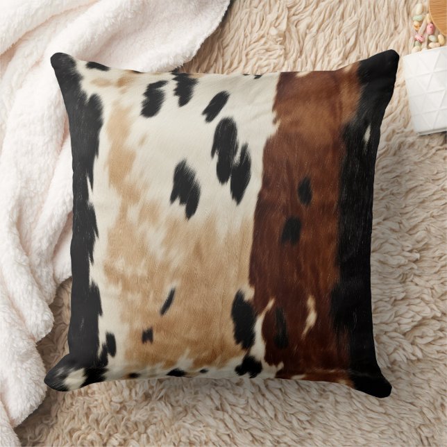 Western Brown Cream Cowhide Animal Cushion (Blanket)