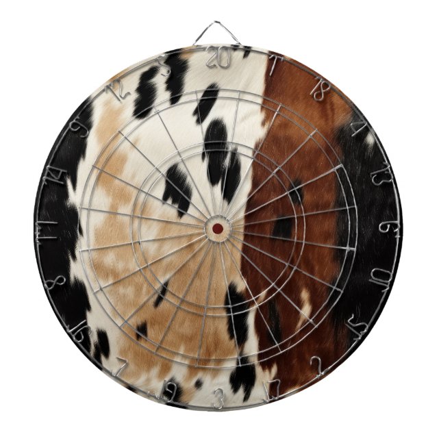 Western Brown Cream Cowhide Animal  Dartboard (Front)