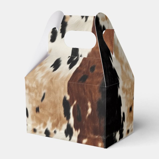 Western Brown Cream Cowhide Animal  Favour Box (Front Side)