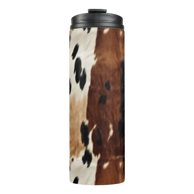 Western Brown Cream Cowhide Animal  Thermal Tumbler (Front)