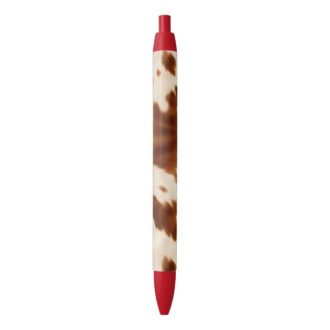 Western Brown Cream Cowhide Black Ink Pen (Front Vertical)