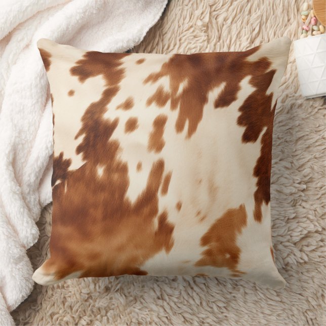 Western Brown Cream Cowhide Cushion (Blanket)