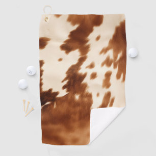 Western Brown Cream Cowhide Golf Towel