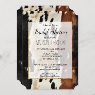 Western Brown Cream Cowhide Invitation