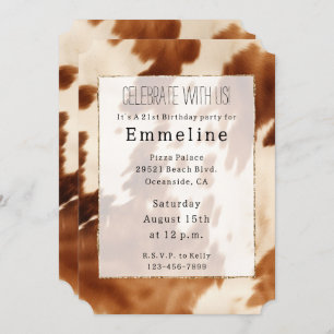 Western Brown Cream Cowhide Invitation