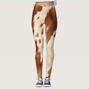 Western Brown Cream Cowhide Leggings