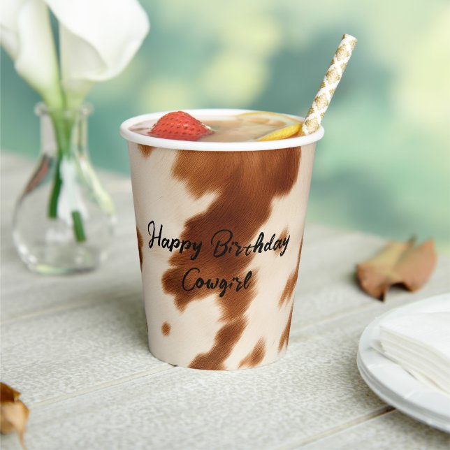 Western Brown Cream Cowhide Paper Cups (Insitu)