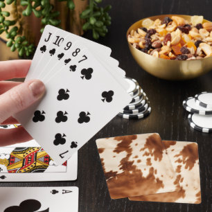 Western Brown Cream Cowhide Playing Cards
