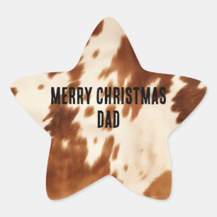 Western Brown Cream Cowhide Star Sticker