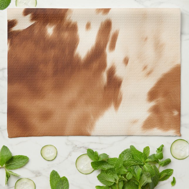 Western Brown Cream Cowhide Tea Towel (Folded)