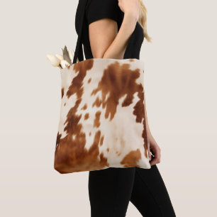 Western Brown Cream Cowhide Tote Bag