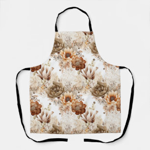 Western Brown Cream Southwest Floral Apron