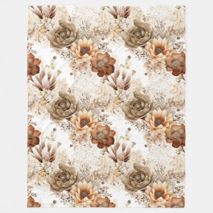 Western Brown Cream Southwest Floral Fleece Blanket