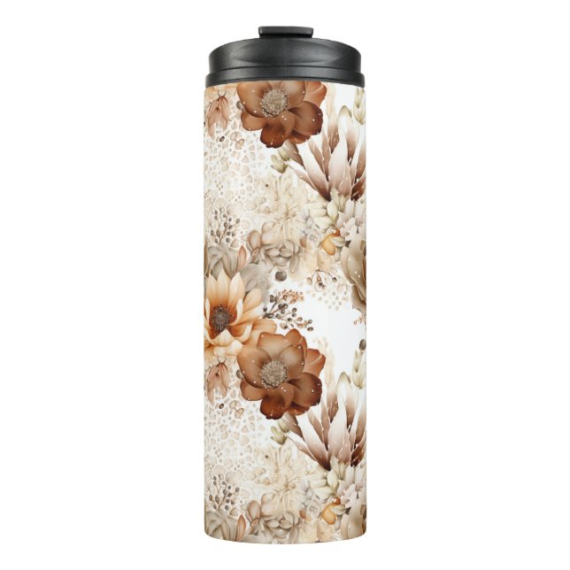Western Brown Cream Southwest Floral Thermal Tumbler (Front)