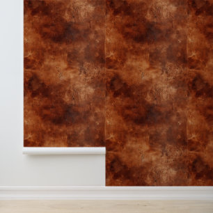 Western Brown Faux Leather Abstract Wallpaper