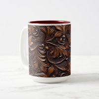 Western Brown Floral Faux Leather