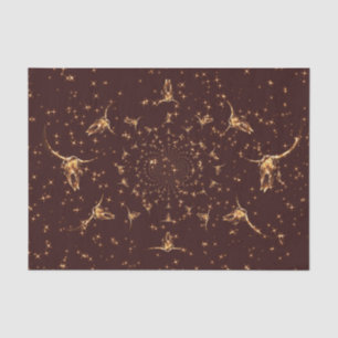 Western Brown Gold Girly Glitter Cow Skull Tissue Paper