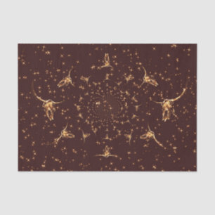 Western Brown Gold Girly Glitter Cow Skull Tissue Paper