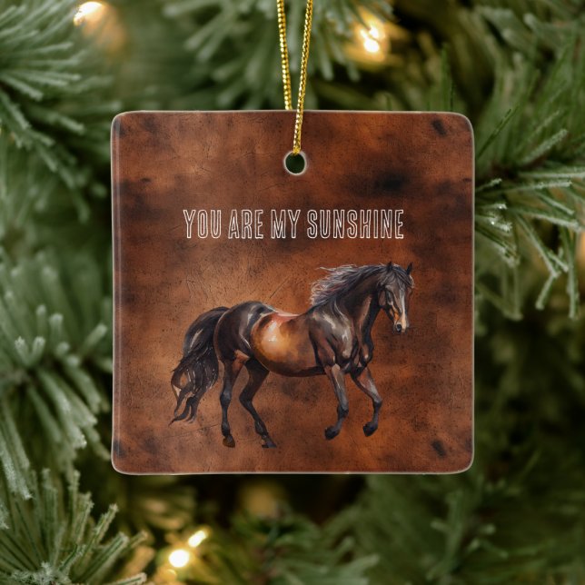 Western Brown Horse Cowboy Cowgirl Ceramic Ornament (Tree)