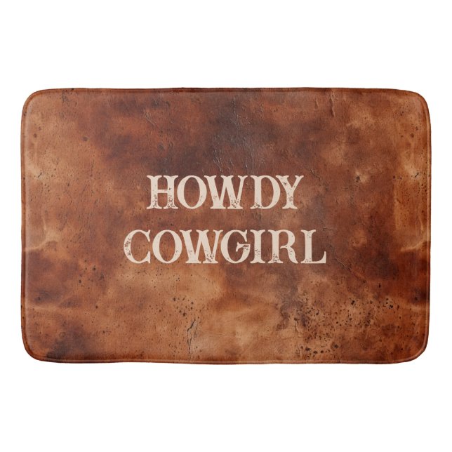 Western Brown Howdy Cowboy Brown  Bath Mat (Front)
