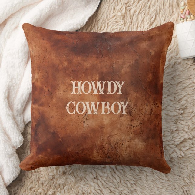 Western Brown Howdy Cowboy Brown  Cushion (Blanket)