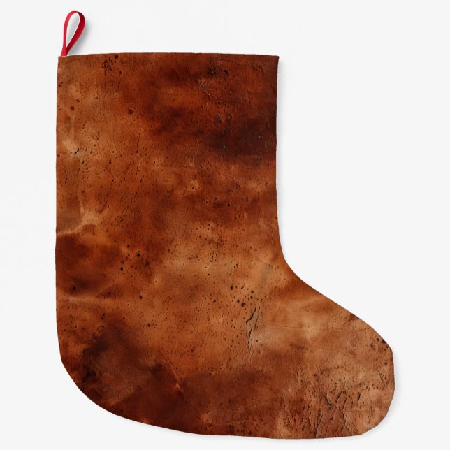 Western Brown Howdy Cowboy Brown  Large Christmas Stocking (Front)