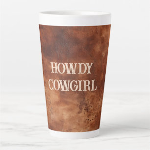 Western Brown Howdy Cowboy Brown  Latte Mug