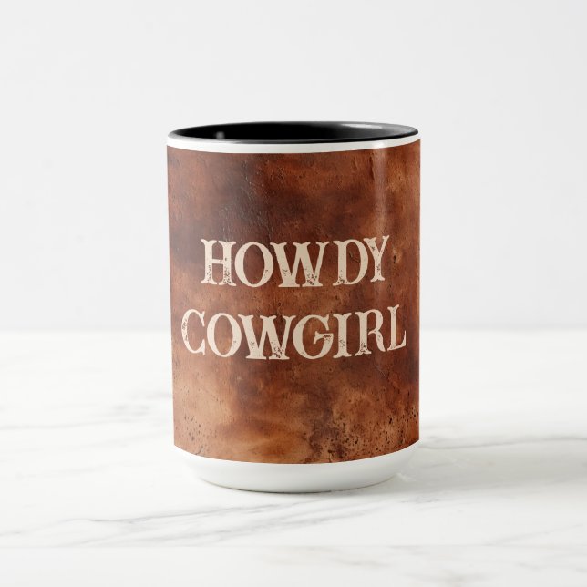 Western Brown Howdy Cowboy Brown  Mug (Center)