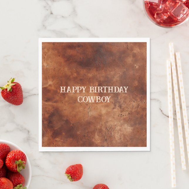 Western Brown Howdy Cowboy Brown  Napkin (Insitu)