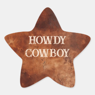 Western Brown Howdy Cowboy Brown Star Sticker
