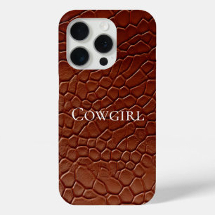 Western Brown Leather Look Animal iPhone 15 Pro Case