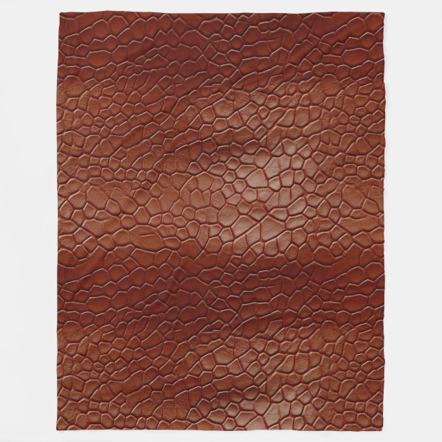 Western Brown Leather Look Animal Fleece Blanket (Front)