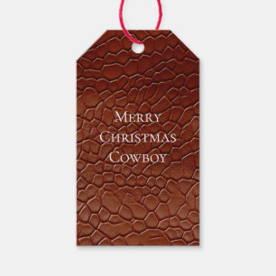 Western Brown Leather Look Animal Gift Tags