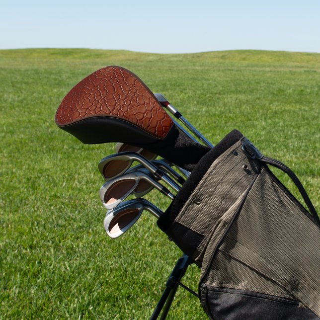 Western Brown Leather Look Animal Golf Head Cover (In Situ)