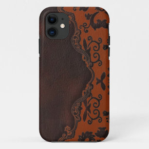 western Brown leather orange Damask iphone5 case
