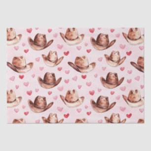 Western Brown Pink Cowgirl Hats Hearts Birthday Tissue Paper