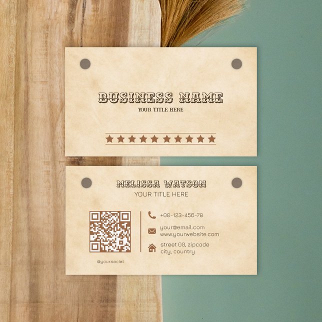 Western brown QR code southern  Business Card (Creator Uploaded)