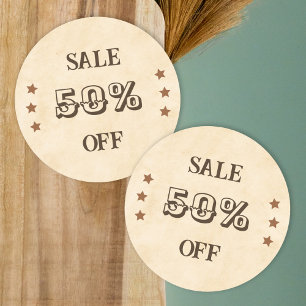 Western brown store promotion sale sticker
