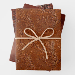 Western Brown Tan Bohemian Art Wrapping Paper Sheet