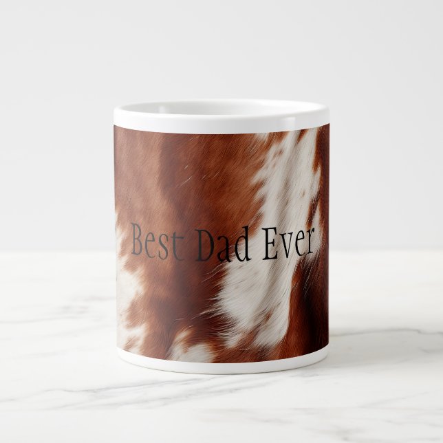 Western Brown White Animal Cowhide Large Coffee Mug (Front)