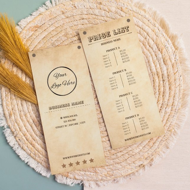 Western brown your logo country price list rack card (Creator Uploaded)