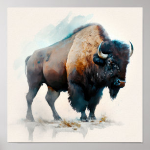 Western Buffalo Art Print Poster