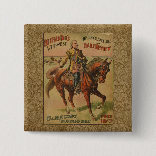 Western Buffalo Bill Wild West 15 Cm Square Badge