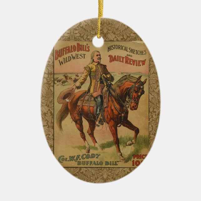 Western Buffalo Bill Wild West Ceramic Tree Decoration (Front)